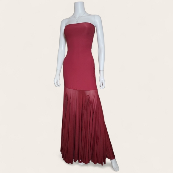 NWT $380 DEME BY GABRIELLA Dahlia Gown In Maroon XS